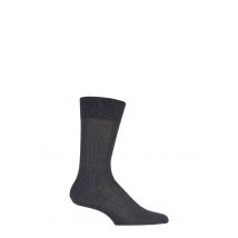 1 Pair Anthracite Melange Milano Rib 97% Fil d'Ecosse Cotton Socks Men's 11.5-12.5 Mens - Falke