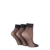 3 Pair Barely Black 15 Denier 100% Nylon Ankle Highs Ladies 4-8 Ladies - Elle