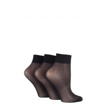 3 Pair Black 15 Denier 100% Nylon Ankle Highs Ladies 4-8 Ladies - Elle