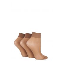 3 Pair Honey 15 Denier 100% Nylon Ankle Highs Ladies 4-8 Ladies - Elle