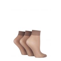 3 Pair Mink 15 Denier 100% Nylon Ankle Highs Ladies 4-8 Ladies - Elle