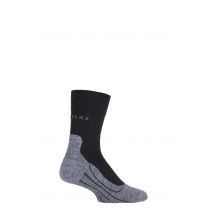 1 Pair Black / Grey RU4 Cool Volume Ergonomic Cushioned Crew Running Socks Men's 9.5-10.5 Mens - Falke