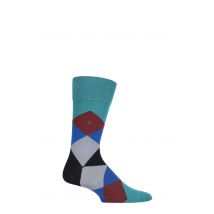 1 Pair Teal Clyde Cotton All Over Blend Argyle Socks Men's 6.5-11 Mens - Burlington