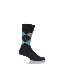 1 Pair Black King Argyle Cotton Socks Men's 11-14 Mens - Burlington