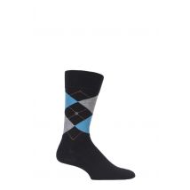 1 Pair Black King Argyle Cotton Socks Men's 11-14 Mens - Burlington