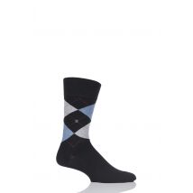 1 Pair Black / Denim / Grey King Argyle Cotton Socks Men's 11-14 Mens - Burlington