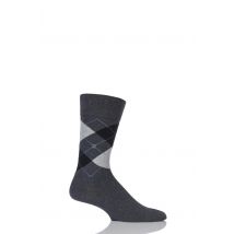 1 Pair Charcoal King Argyle Cotton Socks Men's 11-14 Mens - Burlington