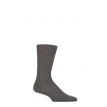 Mens 1 Pair Burlington Dover Virgin Wool Ribbed Socks Grey 6.5-11 Mens