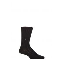 Mens 1 Pair Burlington Dover Virgin Wool Ribbed Socks Charcoal 6.5-11 Mens