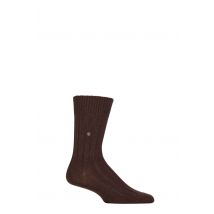 Mens 1 Pair Burlington Dover Virgin Wool Ribbed Socks Brown 6.5-11 Mens