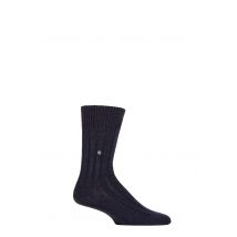 Mens 1 Pair Burlington Dover Virgin Wool Ribbed Socks Navy 6.5-11 Mens