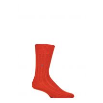 Mens 1 Pair Burlington Dover Virgin Wool Ribbed Socks Orange 6.5-11 Mens