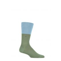 Mens 1 Pair Burlington Organic Cotton Block Socks Green 6.5-11 Mens