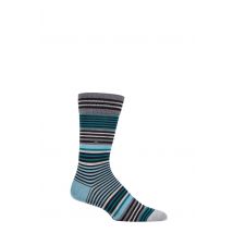 Mens 1 Pair Burlington Stripe Wool Socks Mid Grey 6.5-11 Mens