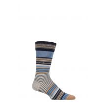 Mens 1 Pair Burlington Stripe Wool Socks Dark Grey 6.5-11 Mens