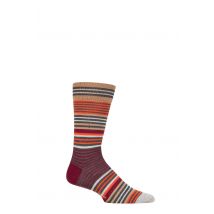 Mens 1 Pair Burlington Stripe Wool Socks Grey / Orange 6.5-11 Mens