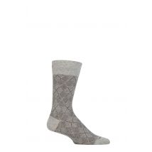 Mens 1 Pair Burlington Carrington Cotton Argyle Socks Light Grey 6.5-11 Mens