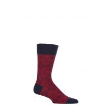 Mens 1 Pair Burlington Carrington Cotton Argyle Socks Red 6.5-11 Mens