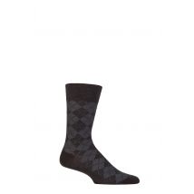 Mens 1 Pair Burlington Leyton All Over Argyle Virgin Wool Socks Anthracite Melange 6.5-11 Mens