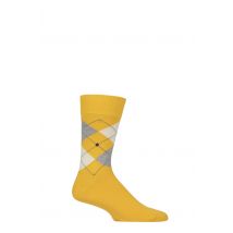 Mens 1 Pair Burlington King Argyle Cotton Socks Yellow 6.5-11 Mens