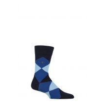 Mens 1 Pair Burlington Clyde Cotton All Over Blend Argyle Socks Marine 6.5-11 Mens