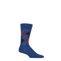 Mens 1 Pair Burlington Edinburgh Virgin Wool Argyle Socks Blue / Navy / Red 6.5-11 Mens