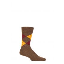 Mens 1 Pair Burlington Edinburgh Virgin Wool Argyle Socks Green Melange 6.5-11 Mens