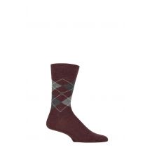 Mens 1 Pair Burlington Edinburgh Virgin Wool Argyle Socks Burgundy Melange 6.5-11 Mens