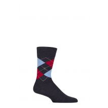 Mens 1 Pair Burlington Edinburgh Virgin Wool Argyle Socks Blue 6.5-11 Mens