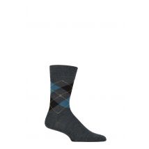 Mens 1 Pair Burlington Edinburgh Virgin Wool Argyle Socks Quiet Green 6.5-11 Mens