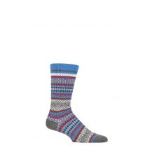 Mens 1 Pair Burlington All Over Fairisle Virgin Wool Socks Dark Grey 6.5-11 Mens