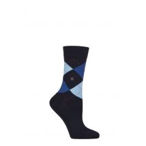 Women's 1 Pair Burlington Queen Argyle Cotton Socks Navy Blues 7.5-10.5 Women's