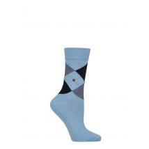 Women's 1 Pair Burlington Queen Argyle Cotton Socks Blues 7.5-10.5 Women's