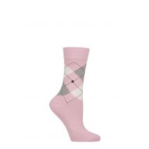 Women's 1 Pair Burlington Queen Argyle Cotton Socks Light Pink 3.5-7 Women's