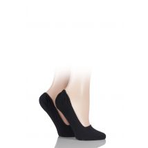 2 Pair Black Everyday Invisible Cotton Shoe Liners Ladies 4-5 Ladies - Burlington