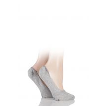 2 Pair Light Grey Everyday Invisible Cotton Shoe Liners Ladies 2.5-3.5 Ladies - Burlington