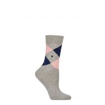 Women's 1 Pair Burlington Covent Garden Cotton Argyle Socks Concrete Melange 3.5-7 Women's