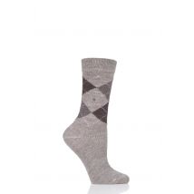 1 Pair Brown Whitby Extra Soft Argyle Socks Ladies 3.5-7 Ladies - Burlington