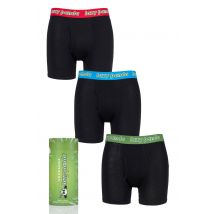 3 Pack Black / Red / Green Bamboo Boxer Shorts Men's Small - Lazy Panda