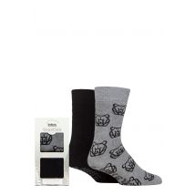 Mens 2 Pair Totes Original Plain and Patterned Slipper Socks Bear 7-12 Mens