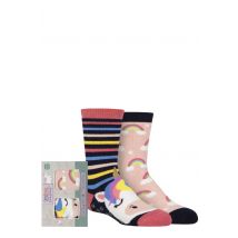 Girls 2 Pair Totes Tots Originals Novelty Slipper Socks Unicorn 1-2 Years
