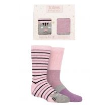 Girls 2 Pair Totes Originals Novelty Slipper Socks Cat Pink 4-6 Years