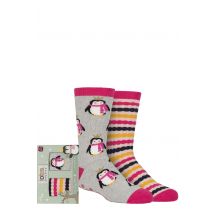 Girls 2 Pair Totes Originals Novelty Slipper Socks Penguin 4-6 Years