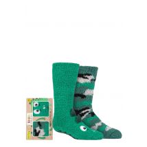 Boys and Girls 2 Pair Totes Super Soft Slipper Socks Dinosaur Camo 2-3 Years