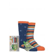 Boys and Girls 2 Pair Totes Super Soft Slipper Socks Dragon 4-6 Years