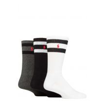 Mens 3 Pair Ralph Lauren Classic Sport Socks Black / Grey / White OS