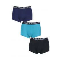 3 Pack Black / Navy Mix BOSS Plain Cotton Stretch Trunks Men's Extra Large - Hugo Boss