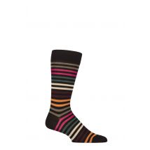 Mens 1 Pair Pantherella Kilburn Striped Cotton Lisle Socks Black 7.5-9.5 Mens