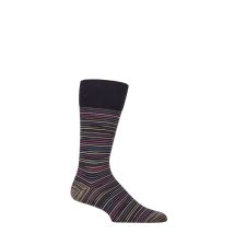Mens 1 Pair Pantherella Atolla Organic Cotton Striped Socks Navy 7.5-9.5 Mens