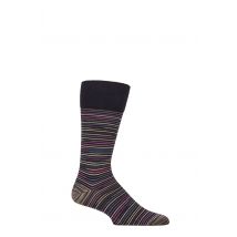Mens 1 Pair Pantherella Atolla Organic Cotton Striped Socks Navy 10-12 Mens